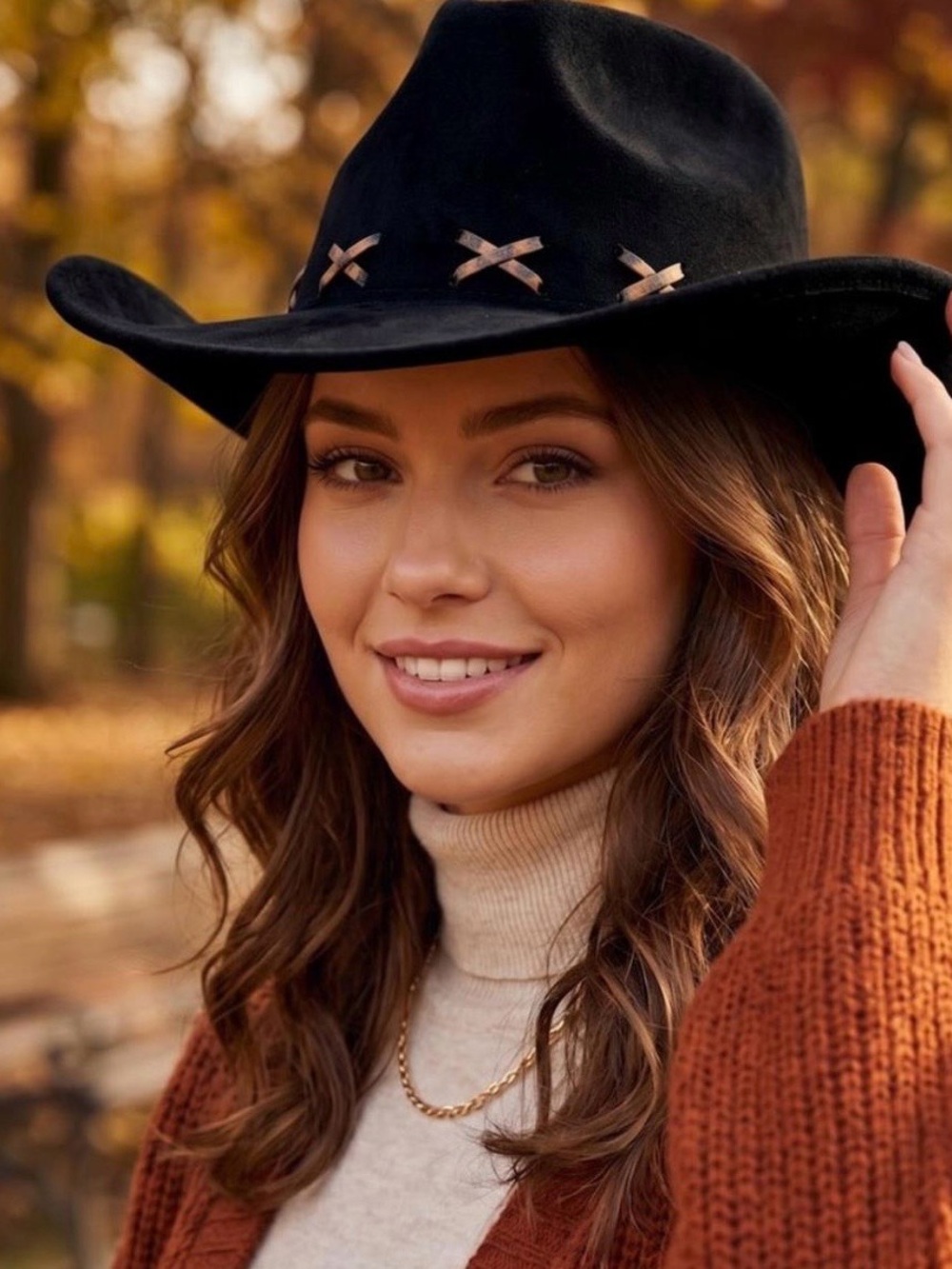 Western hat faux suede cowboy cowgirl leopard stitching NWT
